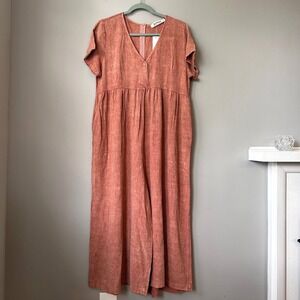 Three Bird Nest Women Jumpsuit Extra Large Red Brown Wide Leg Boho Flowy Earthy